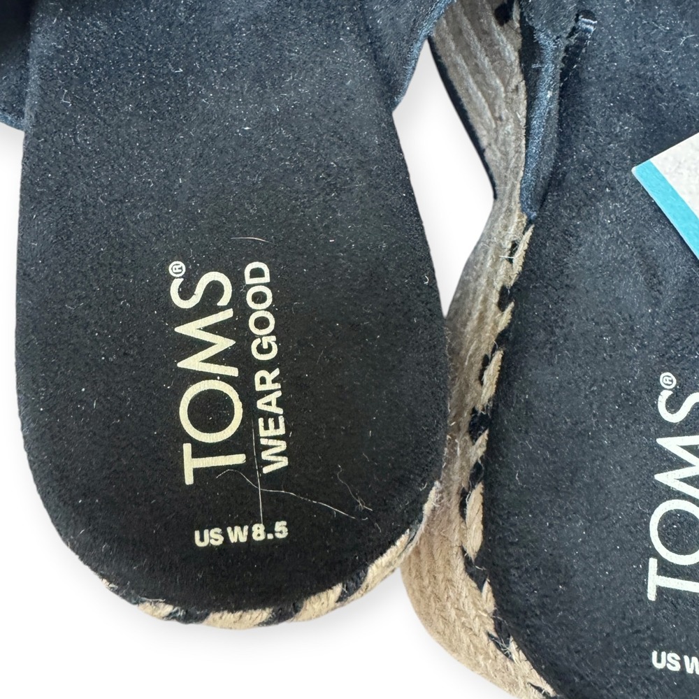 TOMS Laila Mule Black Suede Platform Espadrille Sandals Womens 8.5 10020762 NEW - Picture 4 of 6